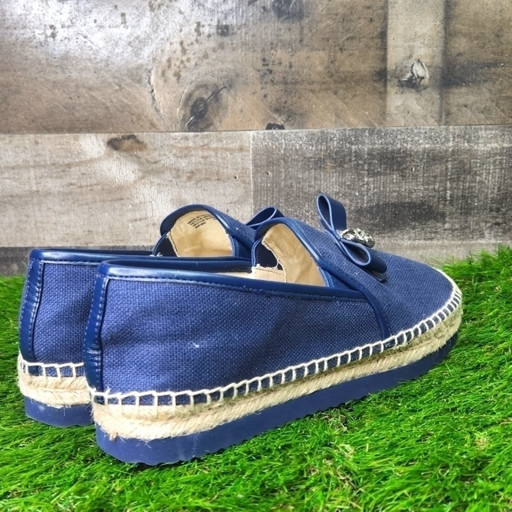 NEW MICHAEL KORS NAVY BOW TIE ESPADRILLES SZ 8